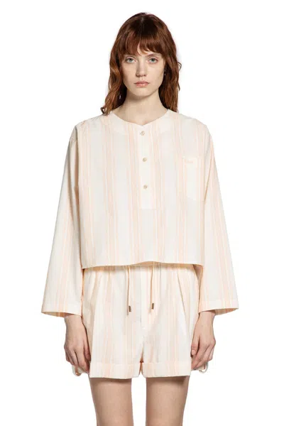 Chloé Long Sleeve Crop Top In Cotton In Multi