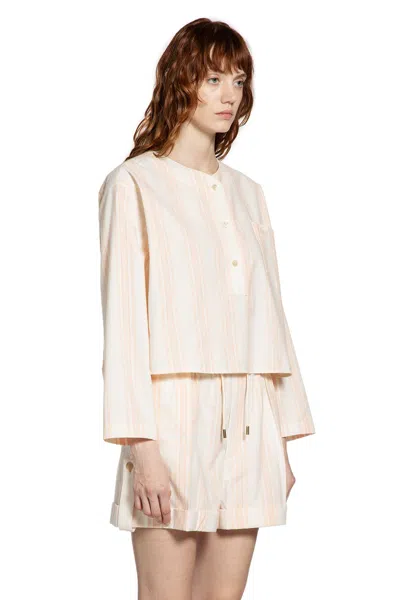 Chloé Long Sleeve Crop Top In Cotton In Multi