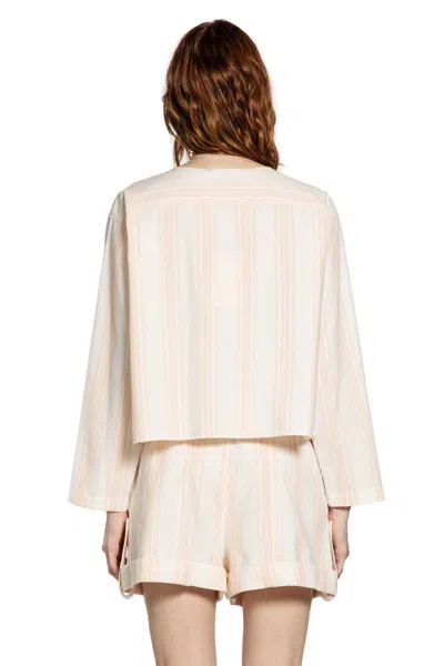 Chloé Long Sleeve Crop Top In Cotton In Multi