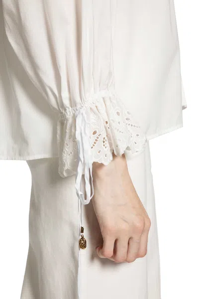 Chloé Puff Sleeve V-neck Top In Cotton Voile In White