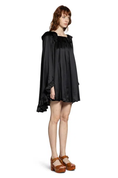 Chloé Pleated Mini Dress In Silk Satin In Black