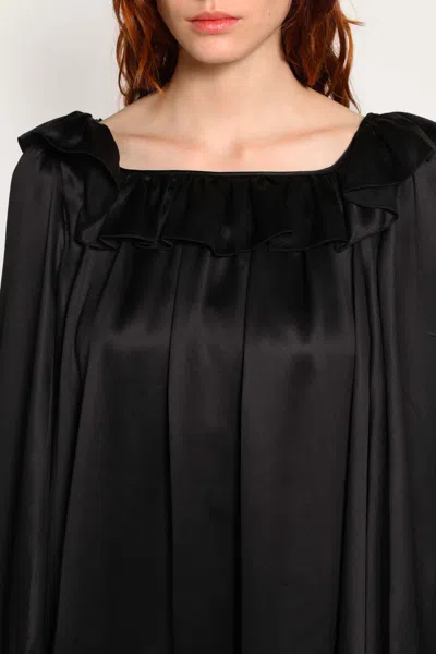 Chloé Pleated Mini Dress In Silk Satin In Black