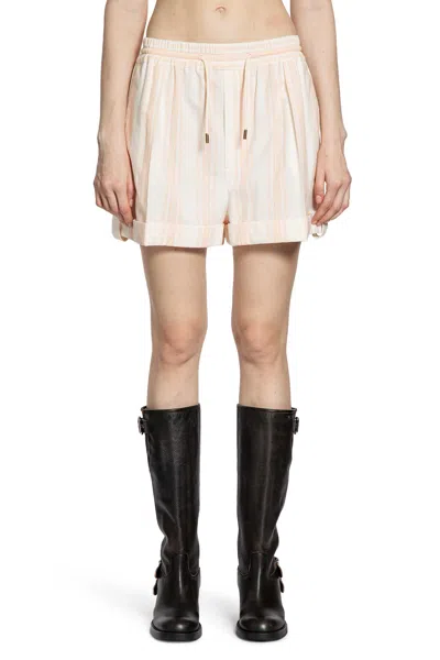 Chloé Soft Stripe Organic Cotton Shorts In Animal Print