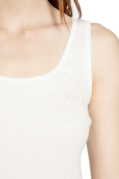 Chloé Tank Top In Cotton Jersey In White