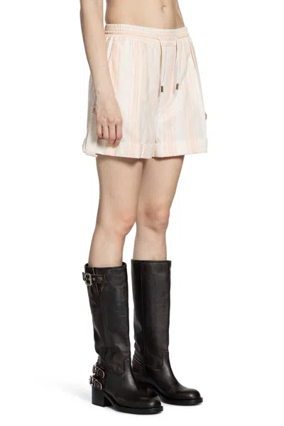 Chloé Soft Stripe Organic Cotton Shorts In Animal Print