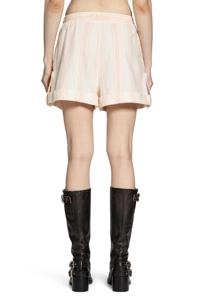 Chloé Soft Stripe Organic Cotton Shorts In Animal Print