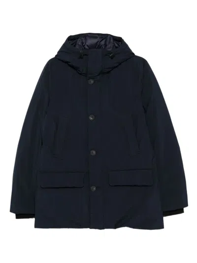 Woolrich Relaxed-fit Hooded Coat With Button Closure And Multiple Pockets In Black
