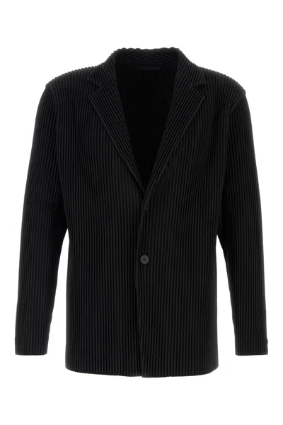 Issey Miyake Tailored Polyester Blazer Notched Lapel In Black