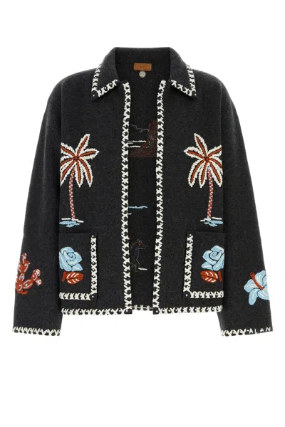 Alanui Giacca Remember Me In Lana Grigio Scuro In White