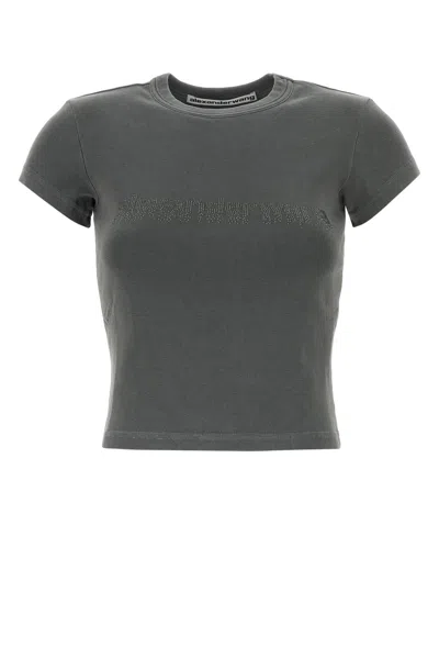 Alexander Wang Women Grey Cotton T-shirt In Gray