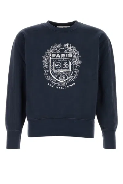 Apc A.p.c. X Marc Jacobs Long-sleeved Crewneck Sweatshirt In Blue
