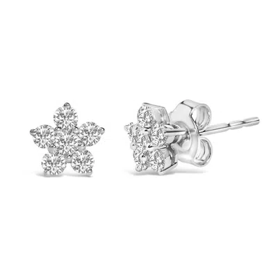 Haus Of Brilliance 10k White Gold 1/2 Cttw Lab Grown Diamond Star Stud Earrings In Metallic