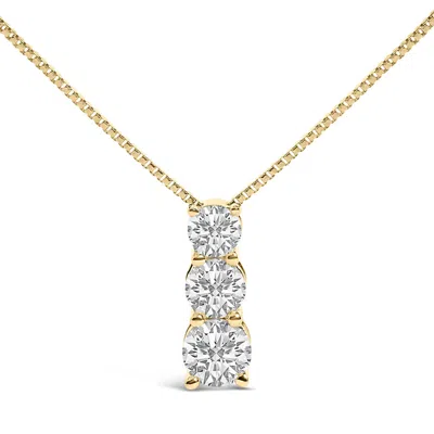 Haus Of Brilliance 14k Yellow Gold 1/2 Cttw Lab Grown Diamond Three Stone Pendant Necklace In Gold