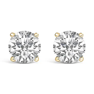 Haus Of Brilliance 14k Yellow Gold 4.0 Cttw Round Lab Grown Diamond Solitaire Stud Earrings With Scr In White