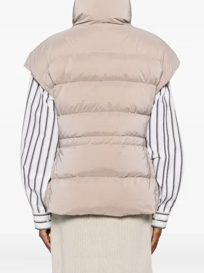 Moorer High-neck Cap-sleeves Jacket In Neutral