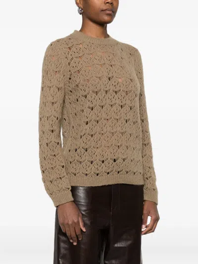 Cividini Openwork Knitted Sweater In Brown