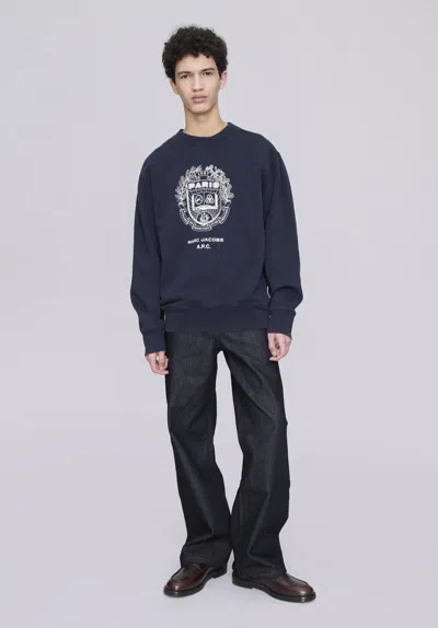 Apc A.p.c. X Marc Jacobs Long-sleeved Crewneck Sweatshirt In Blue