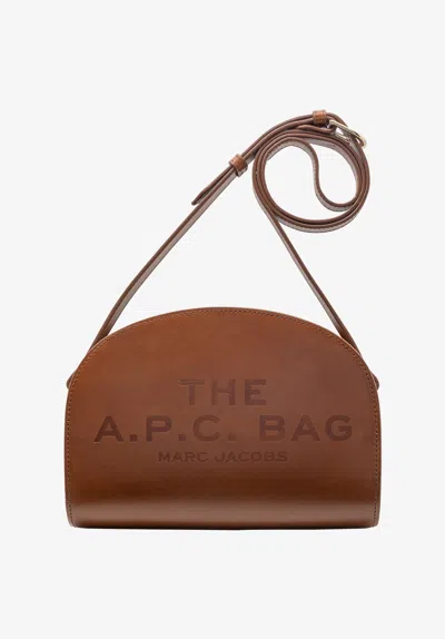 Apc A.p.c. Women Brown Leather A.p.c. X Marc Jacobs Demi Lune Crossbody Bag In Brown