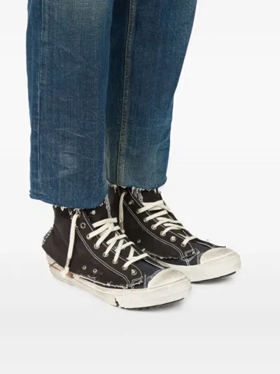Maison Margiela Men High-top Sneakers With A Distressed Effect In Black