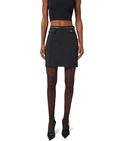 Elisabetta Franchi Black Skirt With Metallic Pendant And Patch Pockets In Fabric Woman In Black
