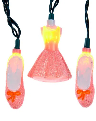 Kurt Adler Ul 10-light Glitter Tutu And Ballet Shoes Set In Multi