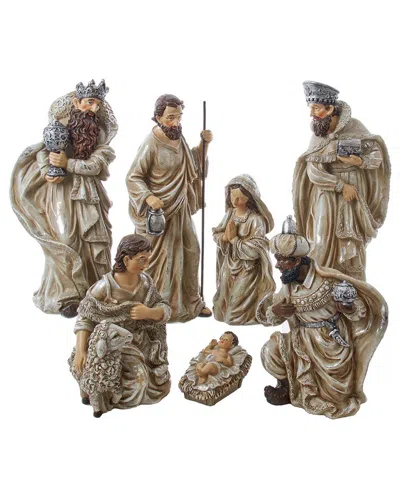 Kurt Adler 3-13-inch Resin Nativity Table Piece 7 Piece Set In Sand