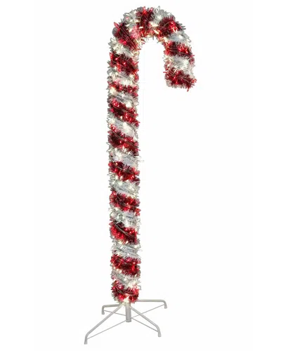 Kurt Adler 3 Foot Prelit Led Tinsel Candy Cane Christmas Yard Art In Red