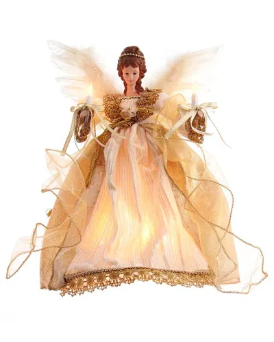Kurt Adler 12-inch Ul 10-light Gold Angel Treetop In Gold