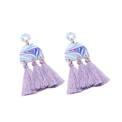Sohi Women's Tassel Drop Earrings In Purple