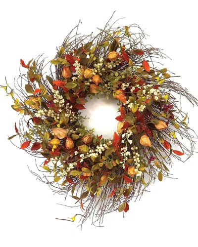 Melrose International Cape Gooseberry Wreath In Green