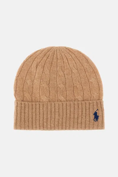 Polo Ralph Lauren Cable-knit Wool And Cashmere Beanie In Brown
