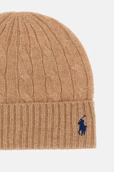 Polo Ralph Lauren Cable-knit Wool And Cashmere Beanie In Brown