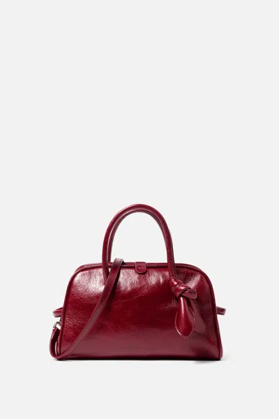 Jacquemus Le Petit Tourism In Shiny Vintage-finished Leather Bags In Red