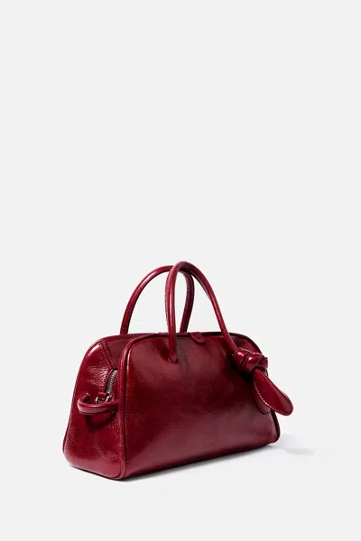 Jacquemus Le Petit Tourism In Shiny Vintage-finished Leather Bags In Red