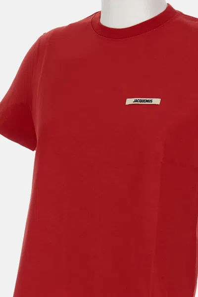 Jacquemus Short Sleeve Cotton T-shirt In Red