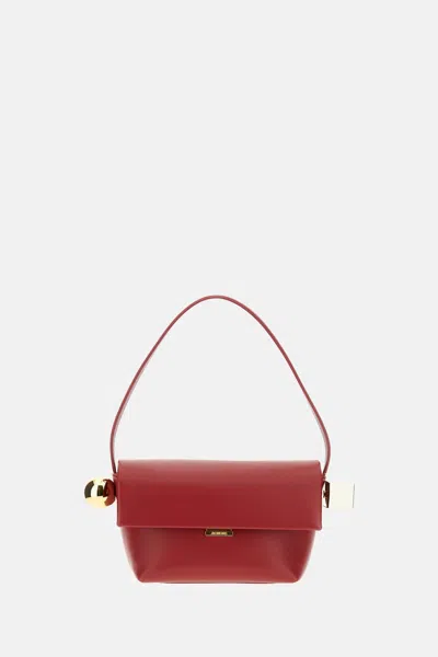 Jacquemus Spherical Embellishment Shoulder Bag With Top Handle In Red