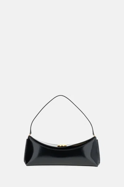 Jacquemus Le Calisso Black Shoulder Bag With Engraved Snap Button In Leather In Black