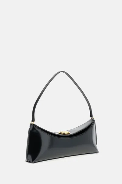 Jacquemus Le Calisso Black Shoulder Bag With Engraved Snap Button In Leather In Black