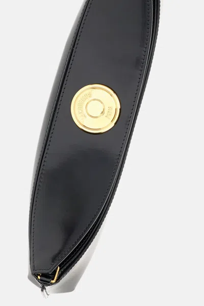 Jacquemus Le Calisso Black Shoulder Bag With Engraved Snap Button In Leather In Black