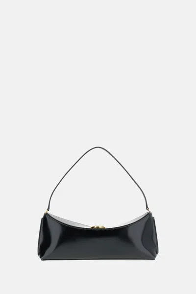 Jacquemus Le Calisso Black Shoulder Bag With Engraved Snap Button In Leather In Black