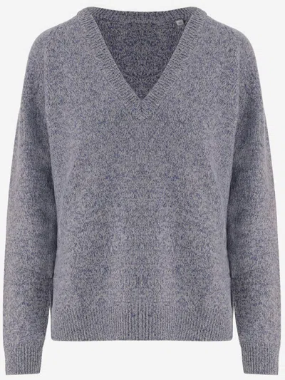 Aspesi Wool Sweater With V-neck In Gray
