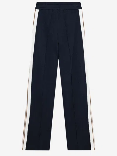 Autry Viscose Blend Trousers With Logo In Blue