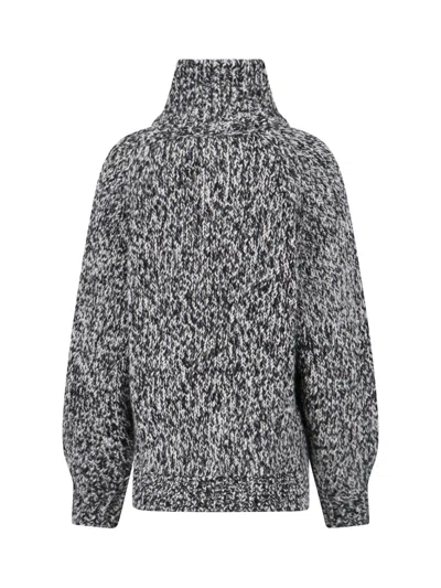 Filippa K Black And White Wool Alpaca Sweater In Animal Print