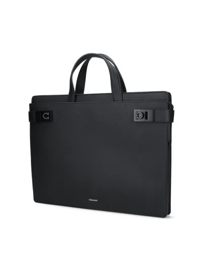 Ferragamo Structured Textured Laptop Bags And Briefcases In Black