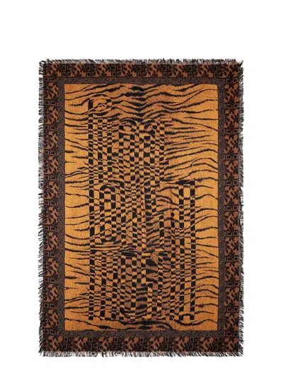 Pierre-louis Mascia Silk Scarf With Print In Brown