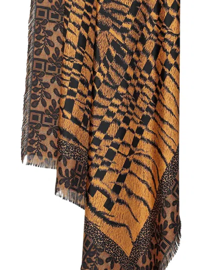 Pierre-louis Mascia Silk Scarf With Print In Brown