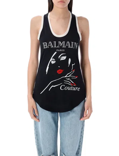 Balmain Women's Beauty Print Jersey & Muslin Top In Black