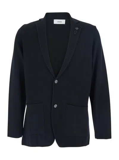 Lardini Black Jacket With Classic Lapels And Button Fastening In Cotton Man In Black