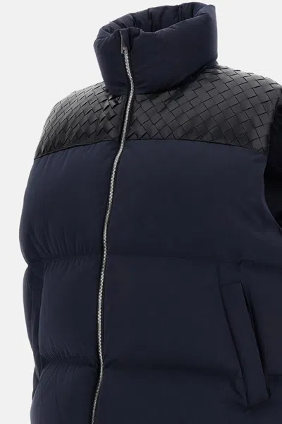 Bottega Veneta Men Midnight Blue Cotton Blend Down Jacket In Black