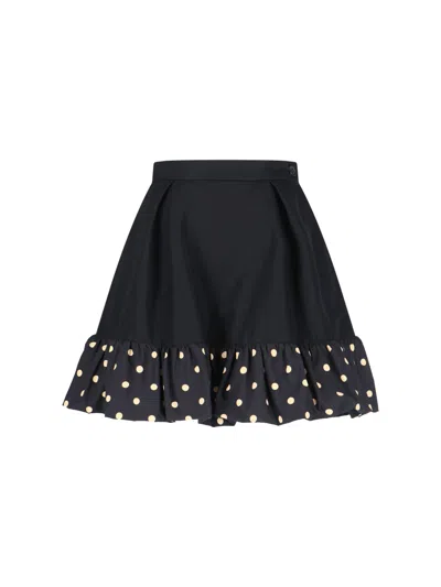 Moschino Midi Skirt With Polka Dots And Ruffles In Black